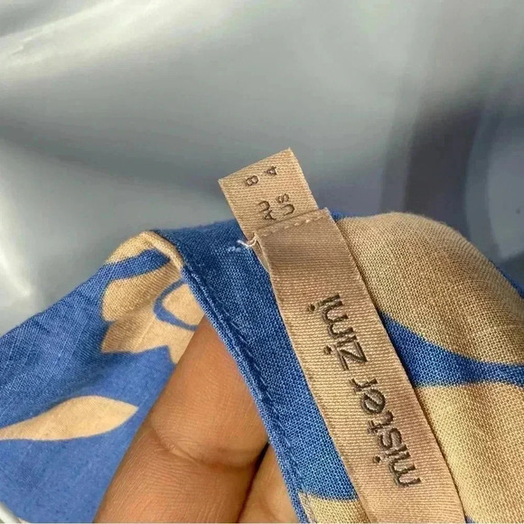 Mister Zimi Blue and Peach Floral Print Tiered Dress Size 4 - Picture 7 of 7